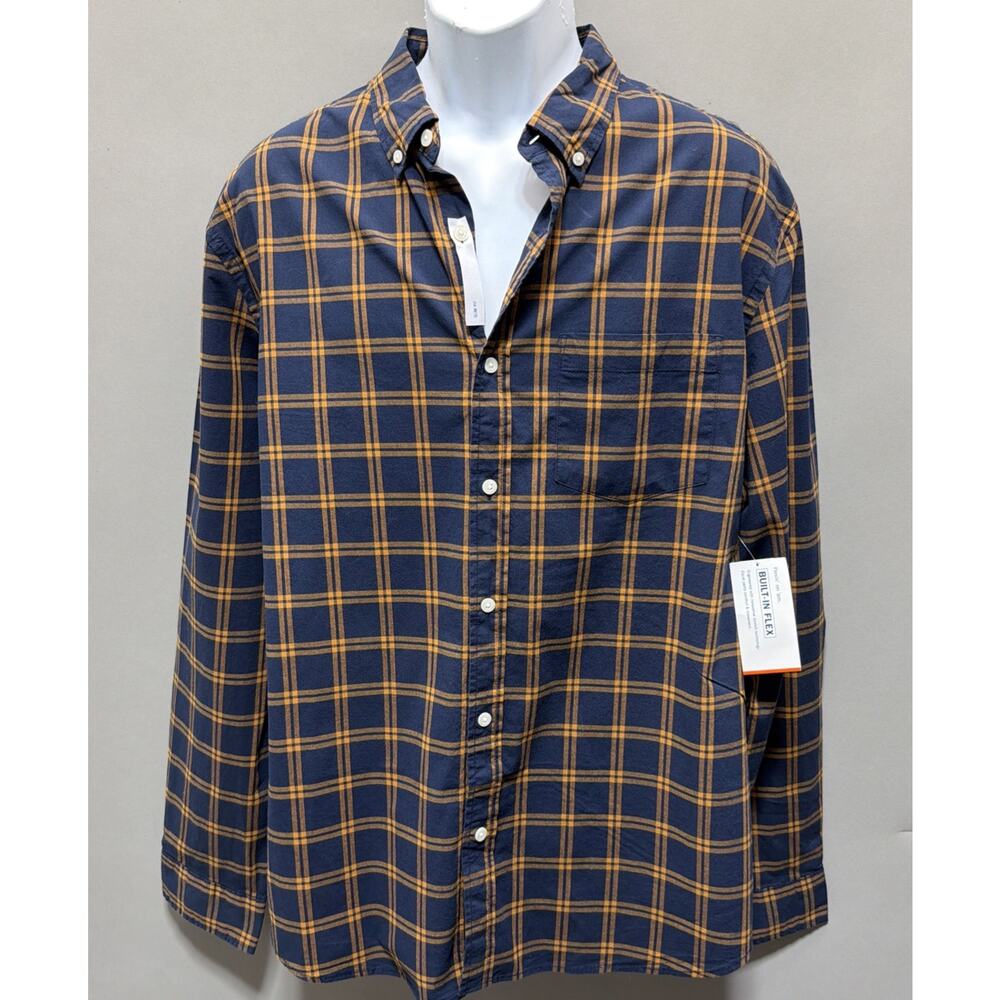 Old Navy Blue Tartan Plaid Men’s Long Sleeve Size XL Slim Fit NWT